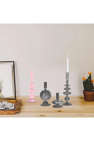 Reedark Yeşil Cam Mumluk Seti, 3 Farklı Boyutlu, Konik Ve Geniş Mumları Tutabilir, Masaüstü Dekorasyonu, Sıcak Ve Zevkli Ortam Oluşturur