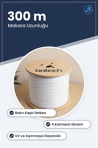 Koaksiyel Uydu Anten Kablosu Rg6 300m Bakır Kaplı İletkenli 4 Kat