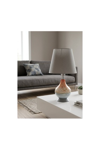 Işık Geçiren Porselen Abajur 46 Cm - Krem, İpek Şapkalı Pa020804s