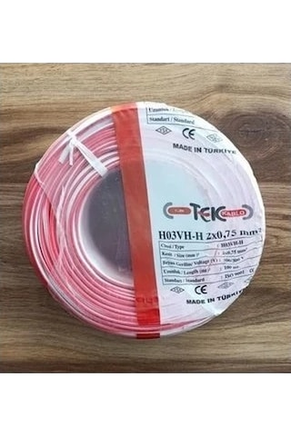 Tek Kablo 2x0,75 Metre Bakır Kablo 20 Mt