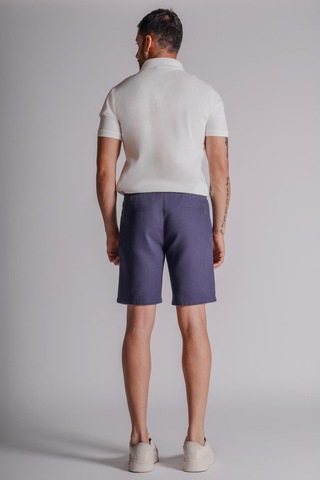 Braccas Erkek Yandan Cepli Beli Lastikli Keten Dokulu Relaxed Fit Jogger Şort Lacivert Lacivert