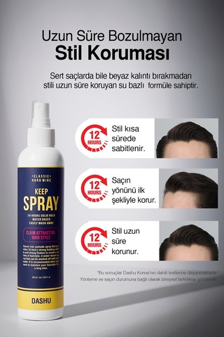 Pomad Etkisini Artıran Uzun Süre Etkili Saç Sabitleyici Sprey Dashu Classic Hard Wire Keep Spray