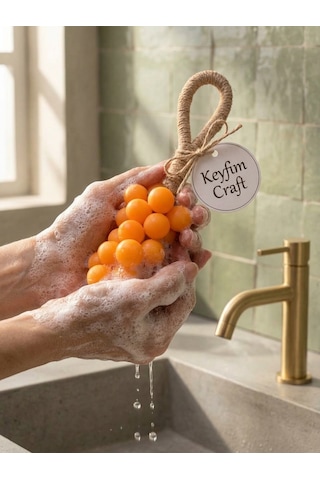 Keyfim Craft El Yapımı Turuncu Üzüm Tanesi Tasarımlı Banyo Ve Dekoratif Sabun Doğal