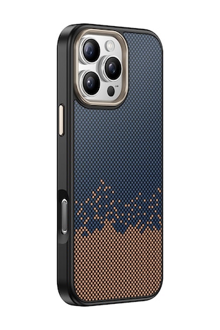 Apple Uyumlu iPhone 16 Pro Max Kılıf M-safe Şarj Özellikli Karbon Fiber Görünümlü Zore Antina Kapak Mavi