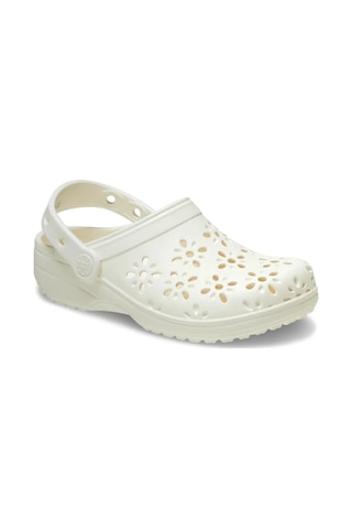 Crocs Classic Floral Cut Out Clog Kadın Terlik 210927 Ekru