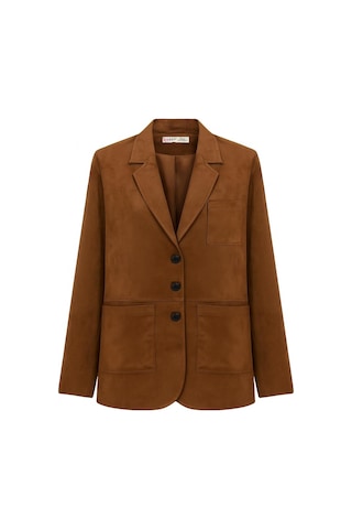 Mixray 4780 Kadın Normal Kesim Suni Süet Blazer Ceket Kahve Kahve