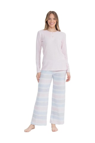 U.S. Polo Assn. U.s Polo Assn. 17096 Kadın Delikli Polar Waffle Kumaş Uzun Kollu Geniş Paça Pijama Takım-pembe Pembe