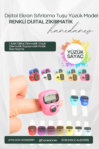 1 Adet Dijital Zikirmatik Yüzük Zikirmatik Sayaçmatik Pratik Sayı Sayma