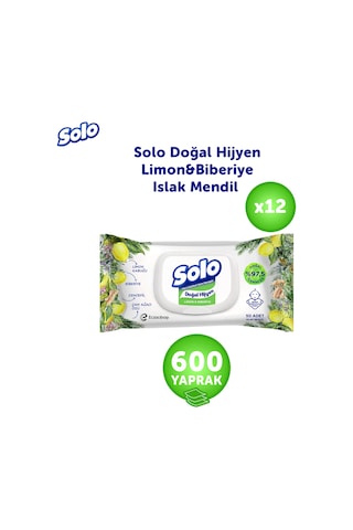 Solo Doğal Hijyen Limon&biberiye Islak Mendil 12'li 600 Yaprak