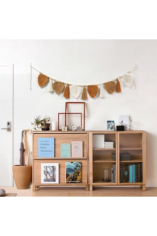 Yifomall Mavi El Dokuma Pamuk Ipli Yaprak Desenli Duvar Dekoru - 15x150cm, Ev Odası/butik Zenginleştirici, Kolay Bakım