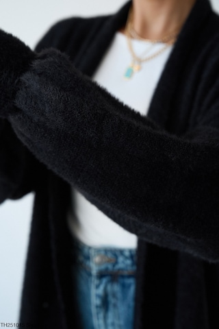 Kadın Giyim Oversize Uzun Peluş Hırka Yumuşak Dokulu, Rahat Ve Şık Tasarım Şık Kombinler Siyah