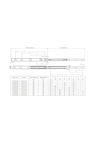 Canex Teleskopik Bilyalı Raylar Geniş 43 Mm 43x45 Cm