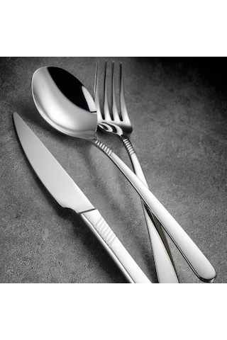 Kütahya Porselen Elegant 84 Parça Çatal Bıçak Takımı-Sade Gümüş