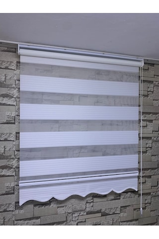 Beyaz Renk Geniş Plise Zebra Stor Perde Tüm Ölçülerde (82113405)