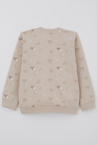 Breeze Kız Çocuk Sweatshirt Kalp Desenli Yazı Baskılı 1.5-5 Yaş, Bej Bej