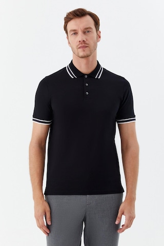 Sabri Özel Düğmeli Polo Yaka Erkek T-shirt Siyah