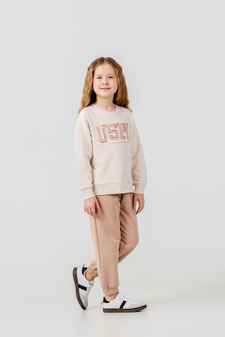 U.S. Polo Assn. Kız Çocuk Baskılı Krem Uzun Kol Eşofman Takımı Us2706-c-v2 Us2706-c-v2