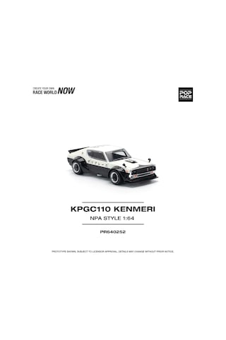 Pop Race 1:64 Nissan Skyline Kpgc110 Kenmeri Npa Style Siyah Beyaz Diecast Model Araba Gri