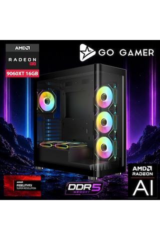 Go Gamer AE909DP R9-9950X 64 GB 1 TB SSD RX9060XT 16 GB 27" Free Dos Oem Paket Masaüstü Oyuncu Bilgisayarı