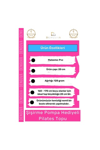 Profesyonel Seri Dayanıklı Yüksek Kalite Mini Gymball 20cm Pembe Pilates Topu Şişirme Pompa Hediyeli