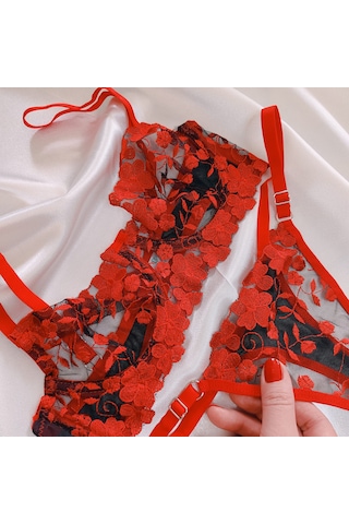 Kadın Bralet Dantel İç Çamaşırı 2 Li Set Kırmızı Ve Pembe Özel Kampanya Paketi