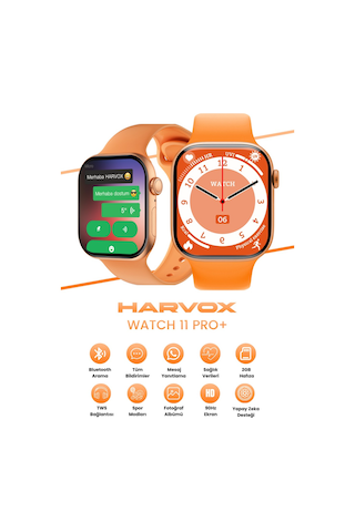 Harvox Watch 11 Pro+ Akıllı Saat Apple İphone Ve Android Tüm Telefonlara Uyumlu 46mm Turuncu