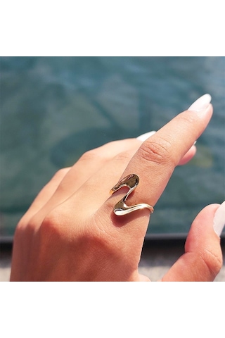 Helezon Tasarım 925 Ayar Gümüş-Taşsız Gümüş Yüzük-Dalgalı Tasarım - 552948793