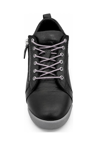Papucumun Dünyası Kadın Hakiki Deri Yan Fermuar Detaylı Casual Sneaker Siyah