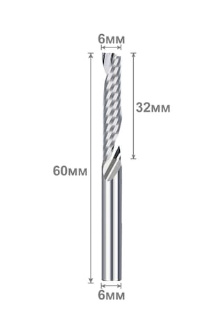 Xcan Tek Dişli Spiral Freze, Talaş Yukarı 6x6x32х60 Mm 262551661