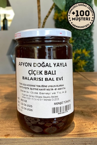 Afyon Doğal Çiçek Balı 850g Katkısız Saf Yayla Bal