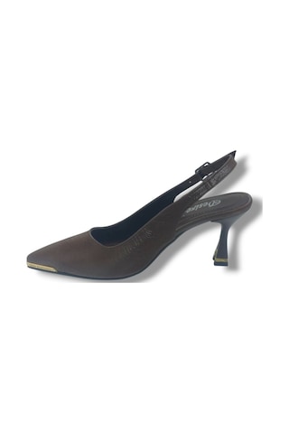 Desire 550-26 Baskılı Parlak Nubuk Taşlı İnce Topuk Kadın Stiletto 8cm Kahverengi