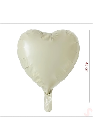 Kalp Folyo Balon 45 Cm - Krem