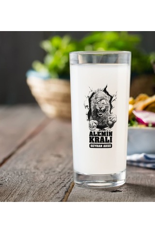 Kişiye Özel Renkli Baskılı Alemin Kralı Rakı Bardağı-1