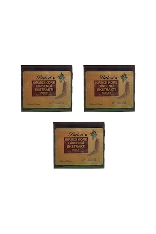 Balen Tahta Kutu Kırmızı Kore Ginseng 600 MG 120 Tablet 3 Adet