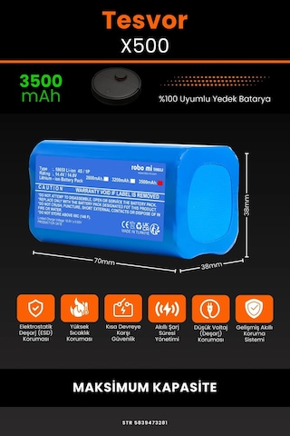 Tesvor X500 3500mAh Robot Süpürge Bataryası