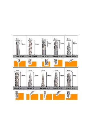Xcan 3x3mm Metal Bouris Freze Seti, Gravür İçin 20 Parça Uç 245585539