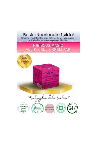 Hibiscus Magic Doğal İçerikli Çok Amaçlı Allık, Ruj, Göz Farı Makyaj Beraberinde Çok Değerli Besleyici Cilt Bakımı Kiremit
