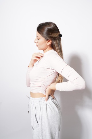 Ckm Moda Angle Yan Büzgülü Body Pembe