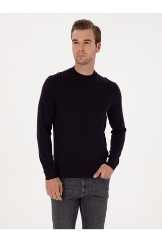 Cacharel Mürdüm Slim Fit Yün Karışımlı Çeyrek Balıkçı Yaka Basic Triko Kazak Pembe