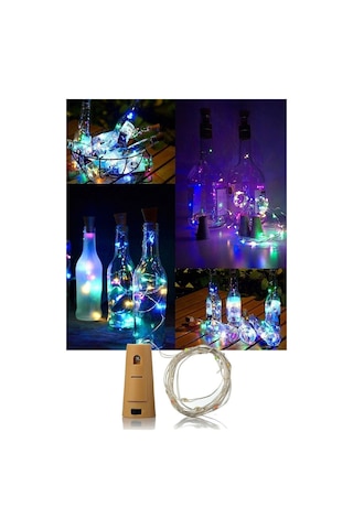 Mantar Tıpalı Peri Led 2 Mt Şişe Led Piller - Renkli