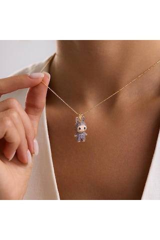 Labubu Kolye 14 Ayar Mor 2,5-1,5 Cm T14395 Renkli