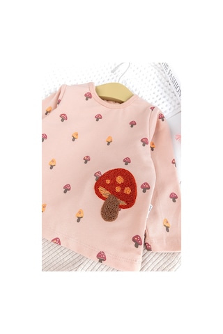 Babymod Mantar Desenli Somon 2'li Pamuklu Kız Bebek Takım Somon