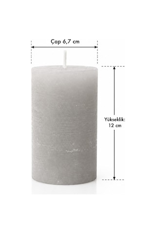 Mat Desenli Açık Yeşil Silindir Mum 35 Saat Yanma Kokusuz Dekoratif Blok Mum 6,7 X 12 Cm Mat Açık Yeşil