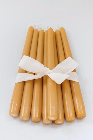 Turuncu Pastel Renk Konik Şamdan Mum - 4'lü Set Turuncu