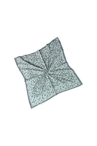 Mim Eşarp Prime Pamuk Çiçek Desenli Eşarp 90x90 Cm Gri