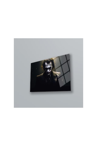 Joker Üzerine Cam Tablo Modern Sanat Tablosu Solmayan Canlı Renkler Salon Ve Oturma Odası Anlamlı Hediye Seçeneği Kolay Montaj Askılı
