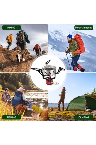 Geeksen Yüksek Rakım T-1 Entegre Butan Ocağı - 3200 W Hızlı Isıtma, Rüzgar Dayanıklı, Hafif Dış Mekan Pişirme Aleti Siyah