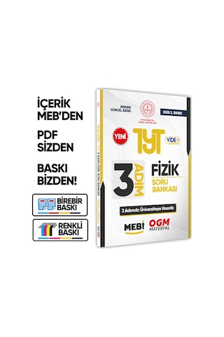 2026 TYT Mebi-ogm 3 Adım Fizik Soru Bankası Renkli A4 Boyut Video Çözümlü Baskı Ücreti