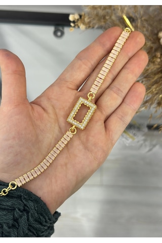 Gram Altınlık Soft Pembe Baget Bileklik 17.5+3 Cm Çok Renkli