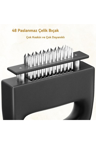 Et Yumuşatma Aleti, Tavuk, Sığır Eti, Biftek, Domuz Eti Ve Sığır Etini Yumuşatmak İçin 48 Paslanmaz Çelik Ultra Keskin İğne Bıçaklı Et Yumuşatma Zımbası